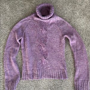 Purple Turtleneck DKNY Jeans Cable Knit Sweater